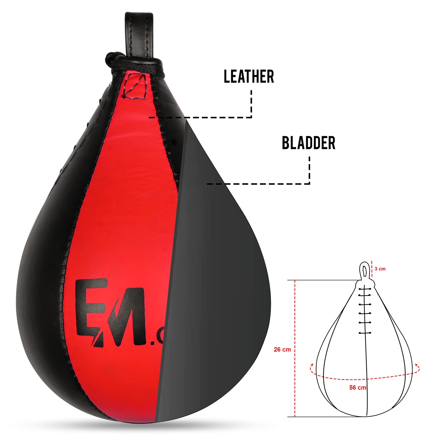 Boxing Speed Bag - Speed Punching Bag with Heavy Duty Swivel, Durable Leather Boxing Bags Ideal for Reflex Training, Speed Ball with Hanger for Fitness and MMA,Boxing Equipment for Kids Adults