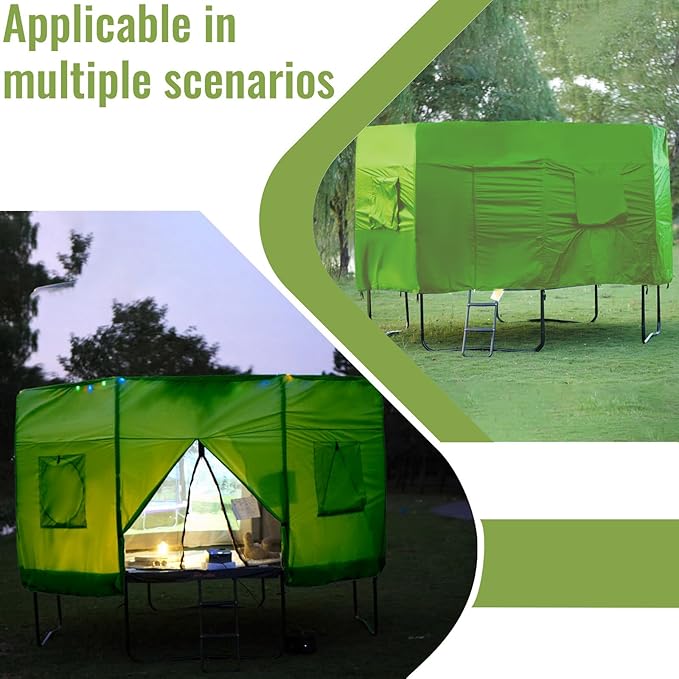Gardenature 10FT/12FT/14FT Trampoline Tent(Tent Only), Fit Round Trampolines, Shade Cover with LED Light, Outdoor Trampolien Accessories, Anti-Tear