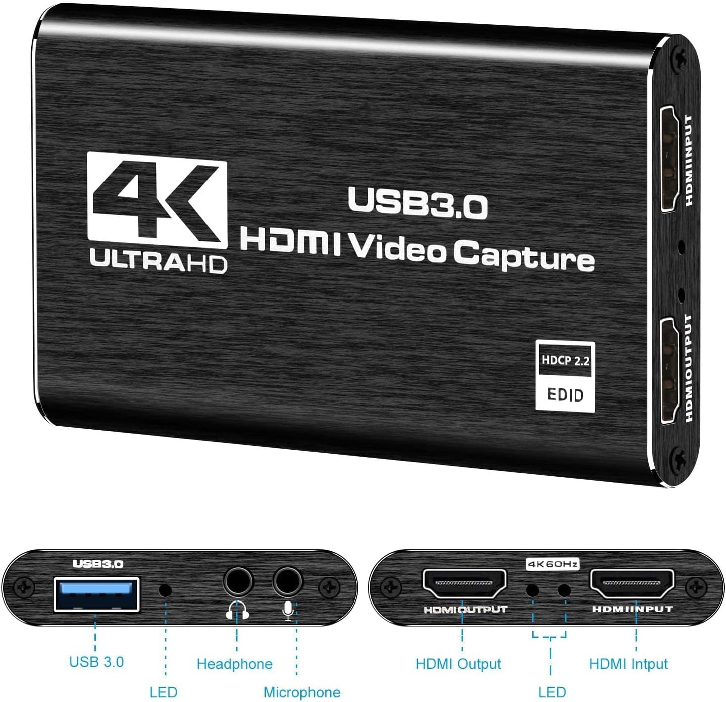 VIXLW 4K PS5,Full 1080P 60FPS 3.0 Switch/3ds/Xbox/PS4 HDMI Capture Card for Streaming,Audio Video Capture Card HD USB