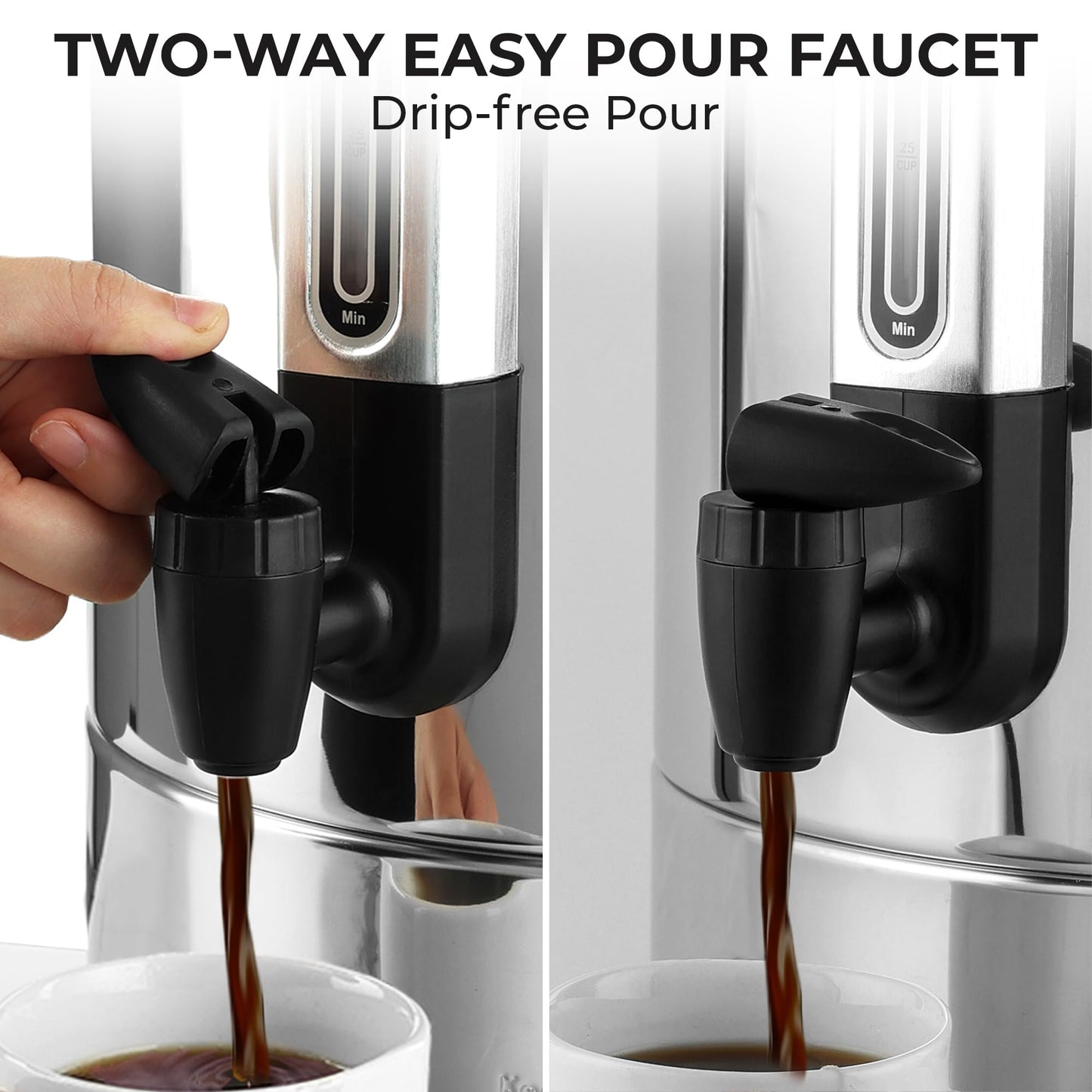 Zulay Kitchen 50 Cups Commercial Grade Coffee Maker Hot Water Urn - Percolator With Double-Wall Stainless Steel, Quick Brew, Stays Hot for Tea & Beverage at Events & Catering - Silver