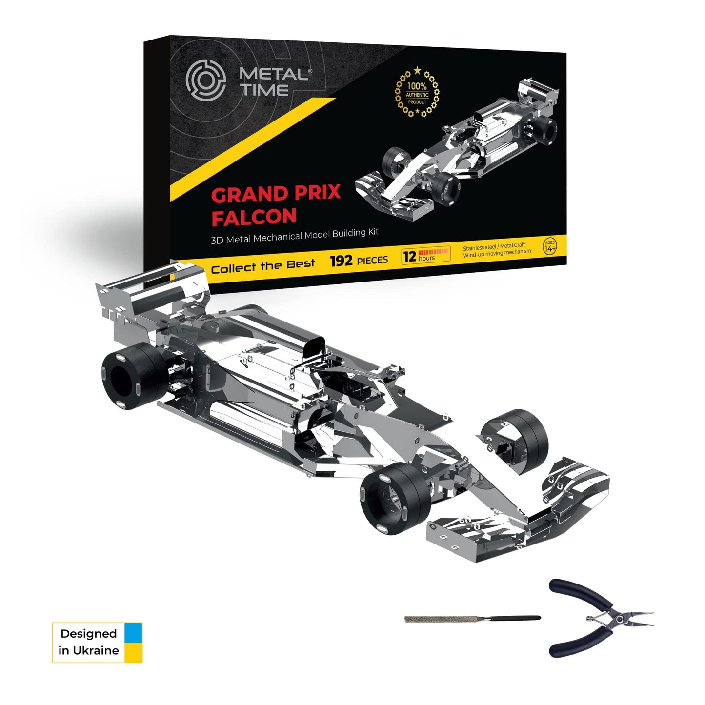 Race Car Mechanical Model, F1 car Metal Model Kit, 3D Metal Model Kits to Build for Adults, Model Formula One Grand Prix Falcon by Metal Time.