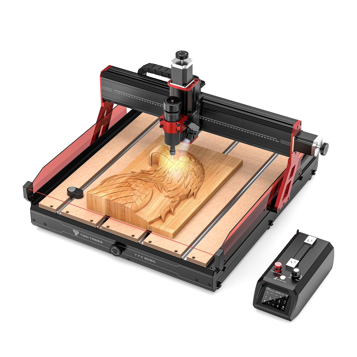 TTC6050 CNC Router Machine, Desktop Engraving Machine 600x500mm Working Area, 500W Spindle, 3-Axis CNC Engraving & Laser Cutting for Wood, Metal, Acry