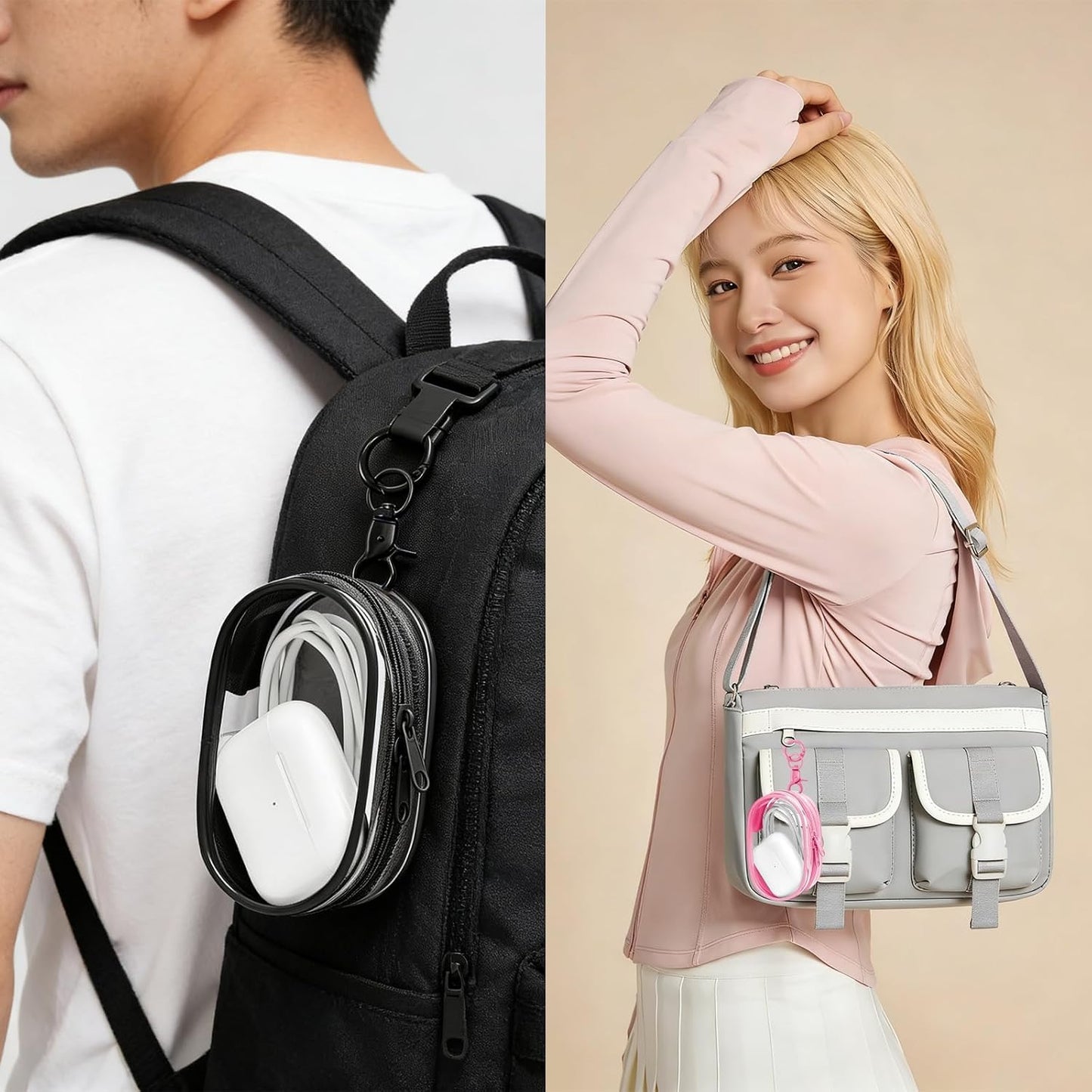 1|2|4 Pack 1Pack) Linsaner Storage Bag for Organizing Data Cables, Earphone, Chargers, Keys, Change, Blind Box Doll