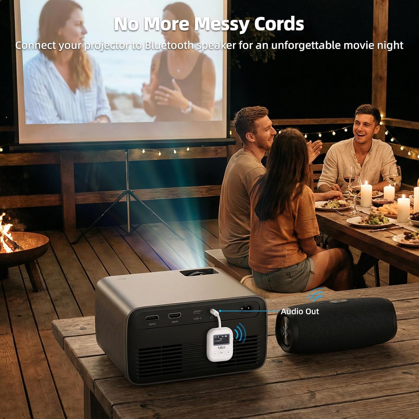 1Mii 5.3 2 25H 3.5mm MP3, Bluetooth Transmitter w/Screen for TV to Headphones, aptX AD/LL/HD Hi-Fi Audio, Playtime, AUX