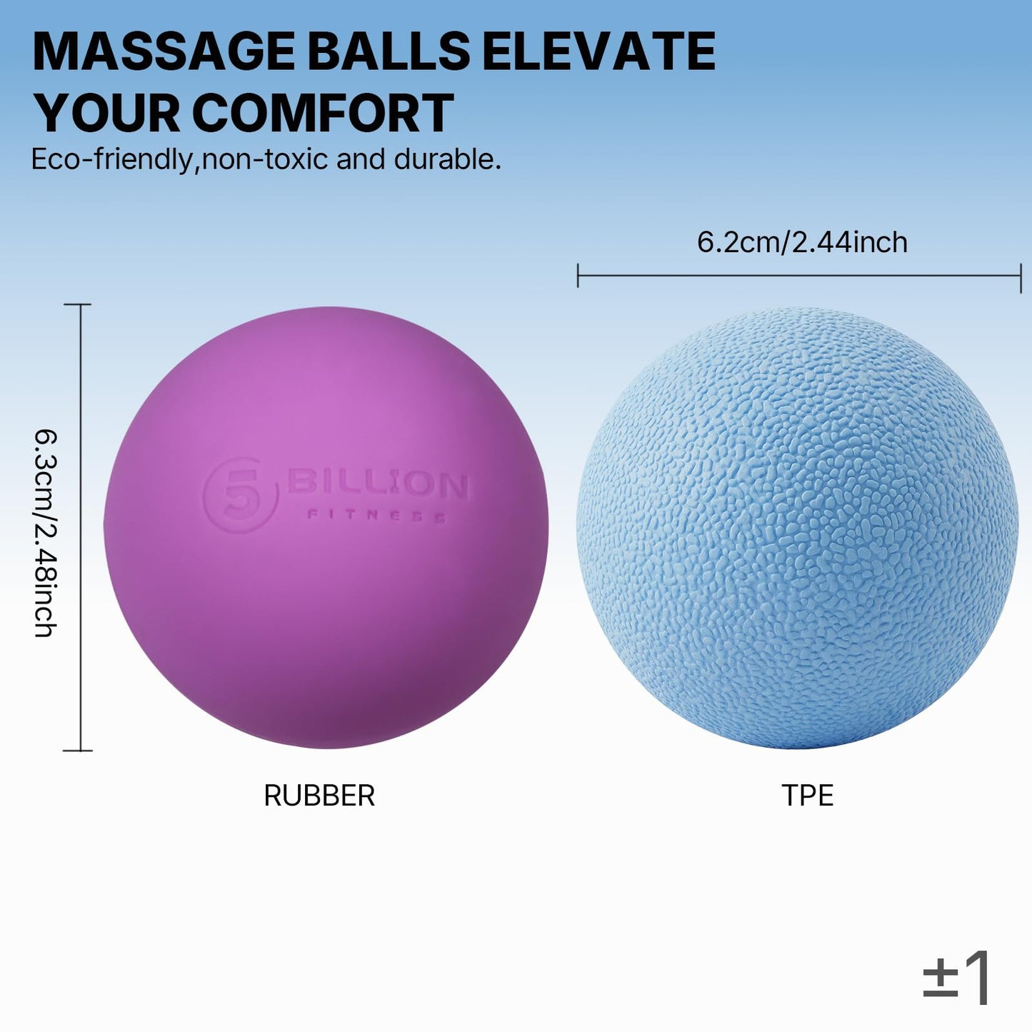 2 Pack Massage Lacrosse Ball Set Deep Tissue Massage Balls for Myofascial Release, Muscle Knot & Trigger Point Therapy - High Density TPE & Natural Rubber for Foot, Back & Shoulder Pain Relief
