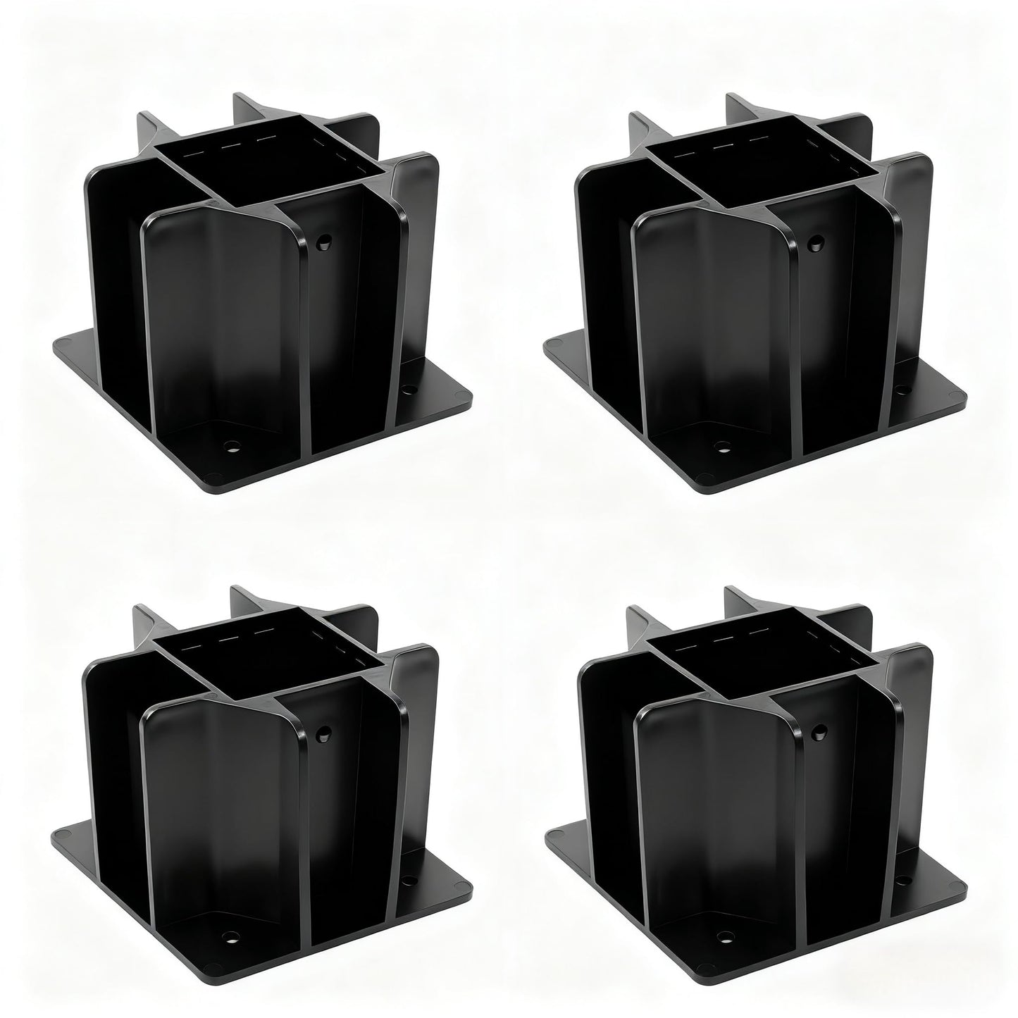 4PCS Black Safety Base Boot - Guardrail Base with Toeboard Slots - Reusable Fall Protection Accessories for Residential & Commercial Construction
