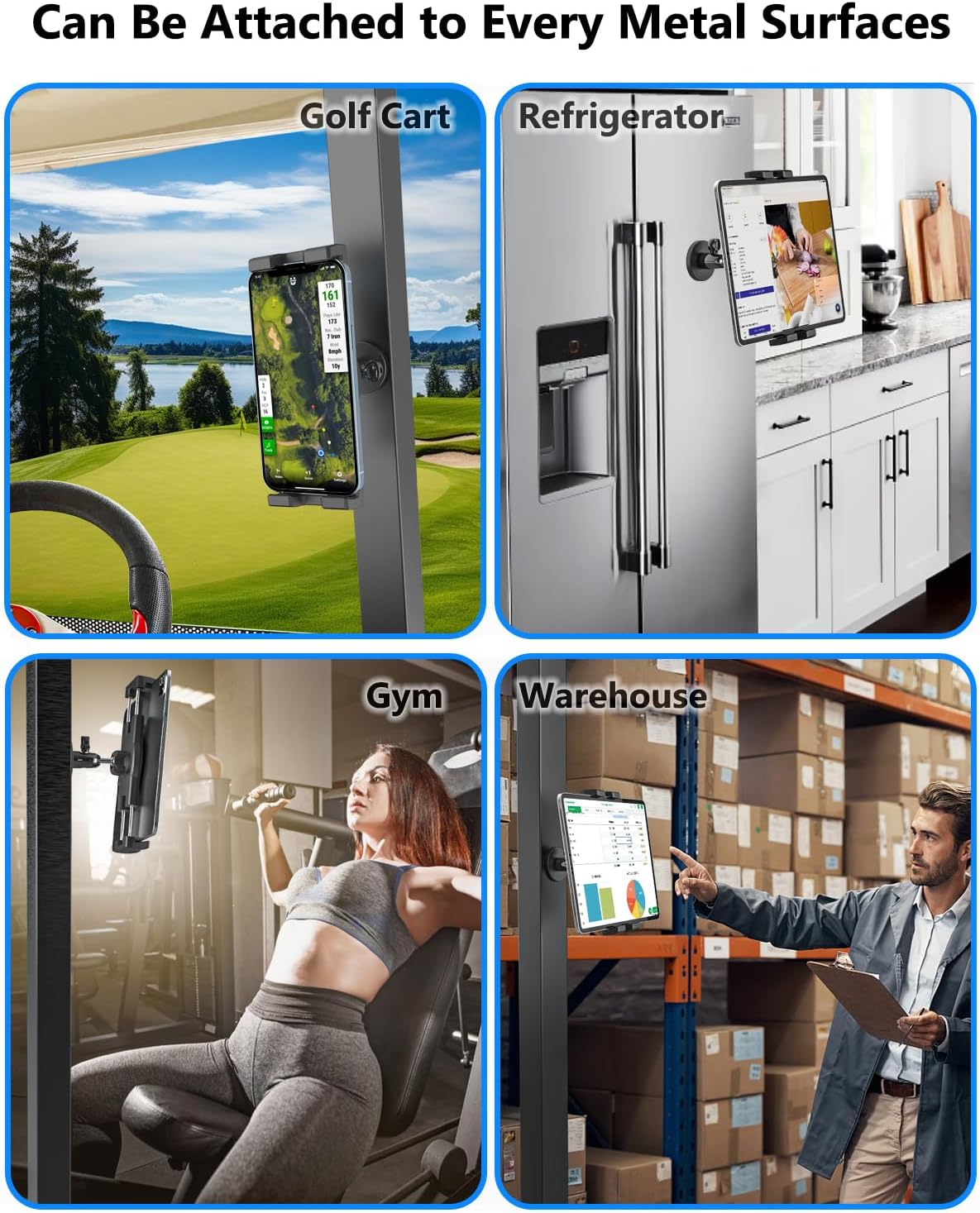 YOOZ 4-12.9" Magnetic Tablet Mount for Metal Surface [Powerful Magnet & Portable] Magnet Tablet Holder for Golf