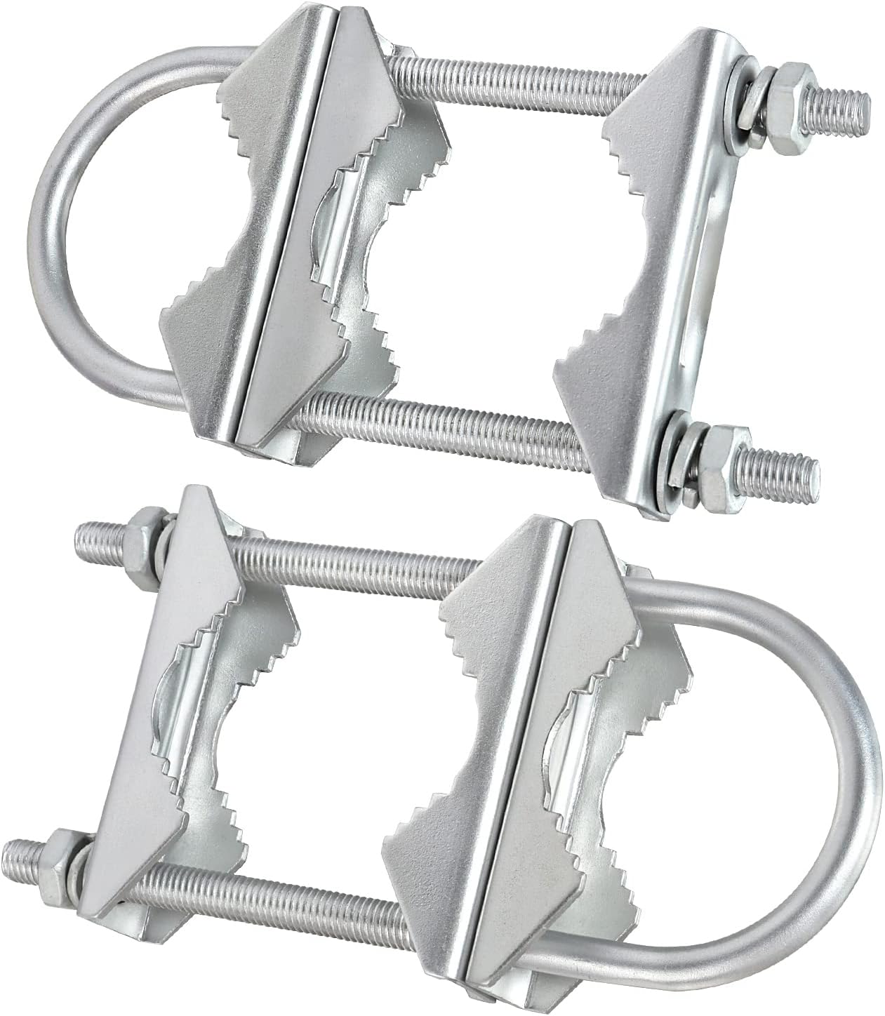 2 Sets Double Antenna Mast Clamp V Jaw Block with U Bolts, Heavy Duty Mast to Mast Mount Bracket Kit for Outdoor