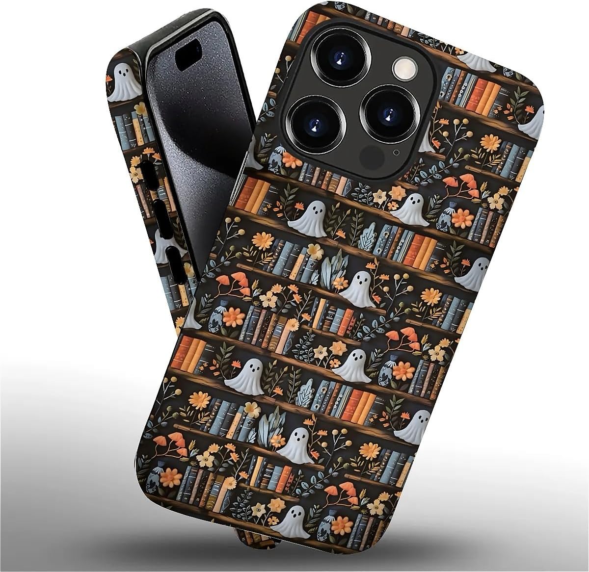 Akinmi 16 16 Case for iPhone Pro Max,Skull On The Bookshelf Exquisitely Pattern Double Protective Phone Cover Cases