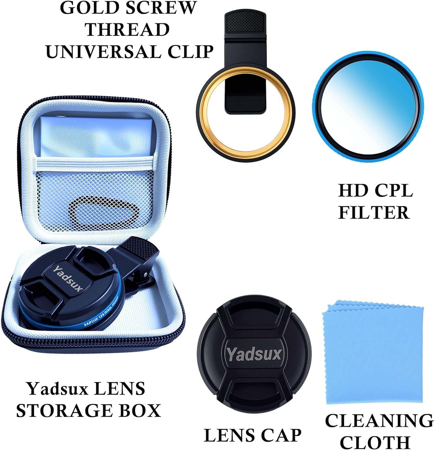 Yadsux 52mm 12-16 Phone CPL Polarizer Lens Filter Kit, iPhone Camera Attachment, Compatible with iPhone Pro/Pro Max