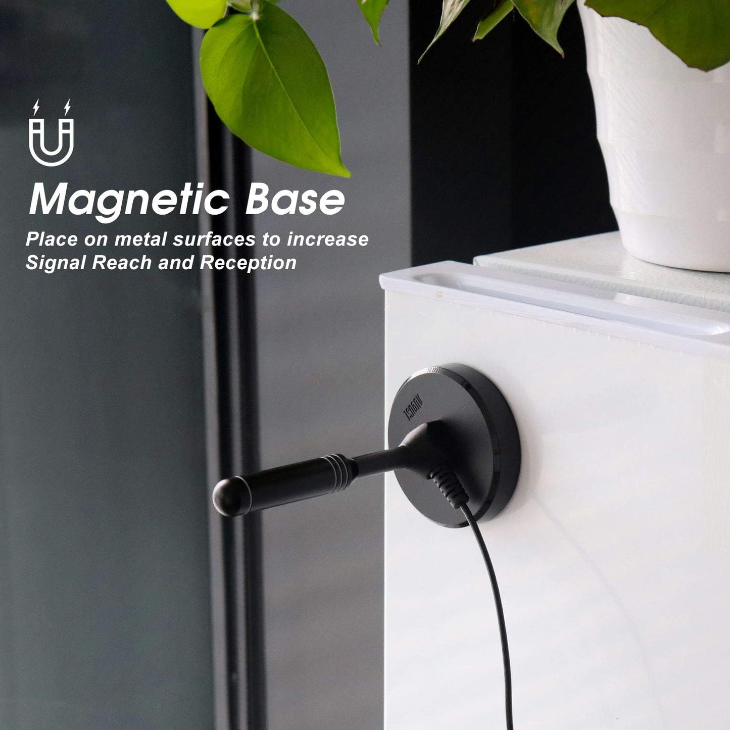 August DTA240 2 50 HDTV Antenna - - Indoor/Outdoor Portable Digital Aerial with Magnetic Base Meters Coax Cable Miles