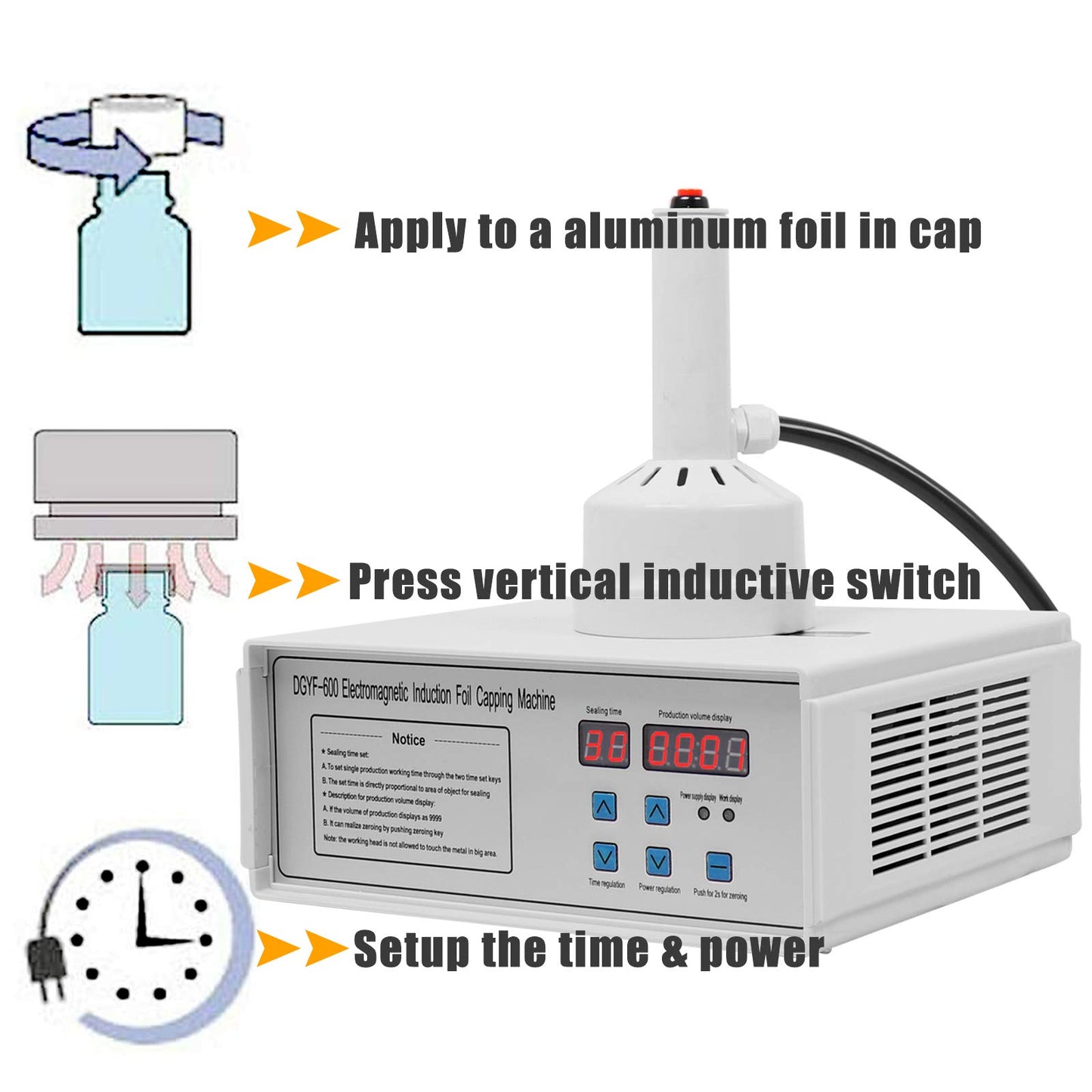 Portable Handheld Induction Sealer 20mm-130mm 110V Induction Sealing Machine White Bottle Cap Sealing Machine