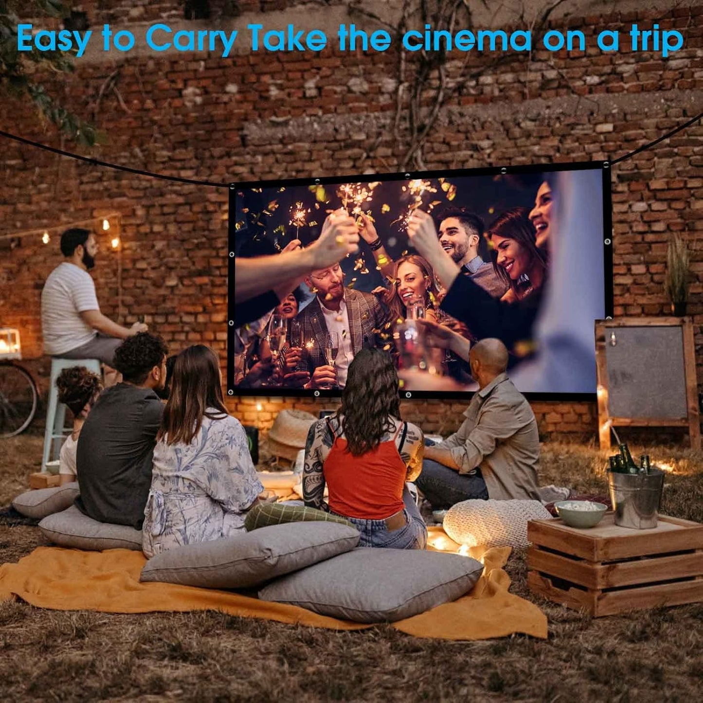 Frocopo 120 inch 16:9 Projector Screen, Foldable Anti-Crease Portable Projection Movies Screens, Double Sided Washable
