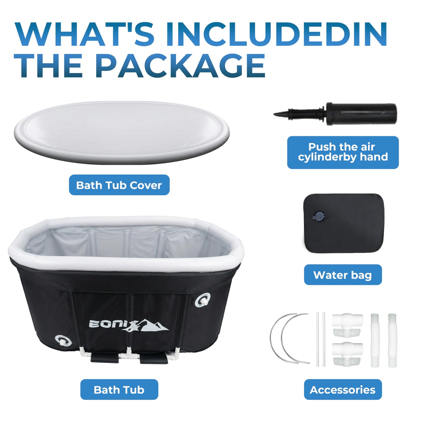 EONIX Upgrade 123 Gal Large Oval Ice Bath Tub with Lid for Athletes Cold Water Therapy, Collapsible Cold Plunge Tub, Portable Ice Plunge Tub for Home, Gyms, Indoor, Outdoor