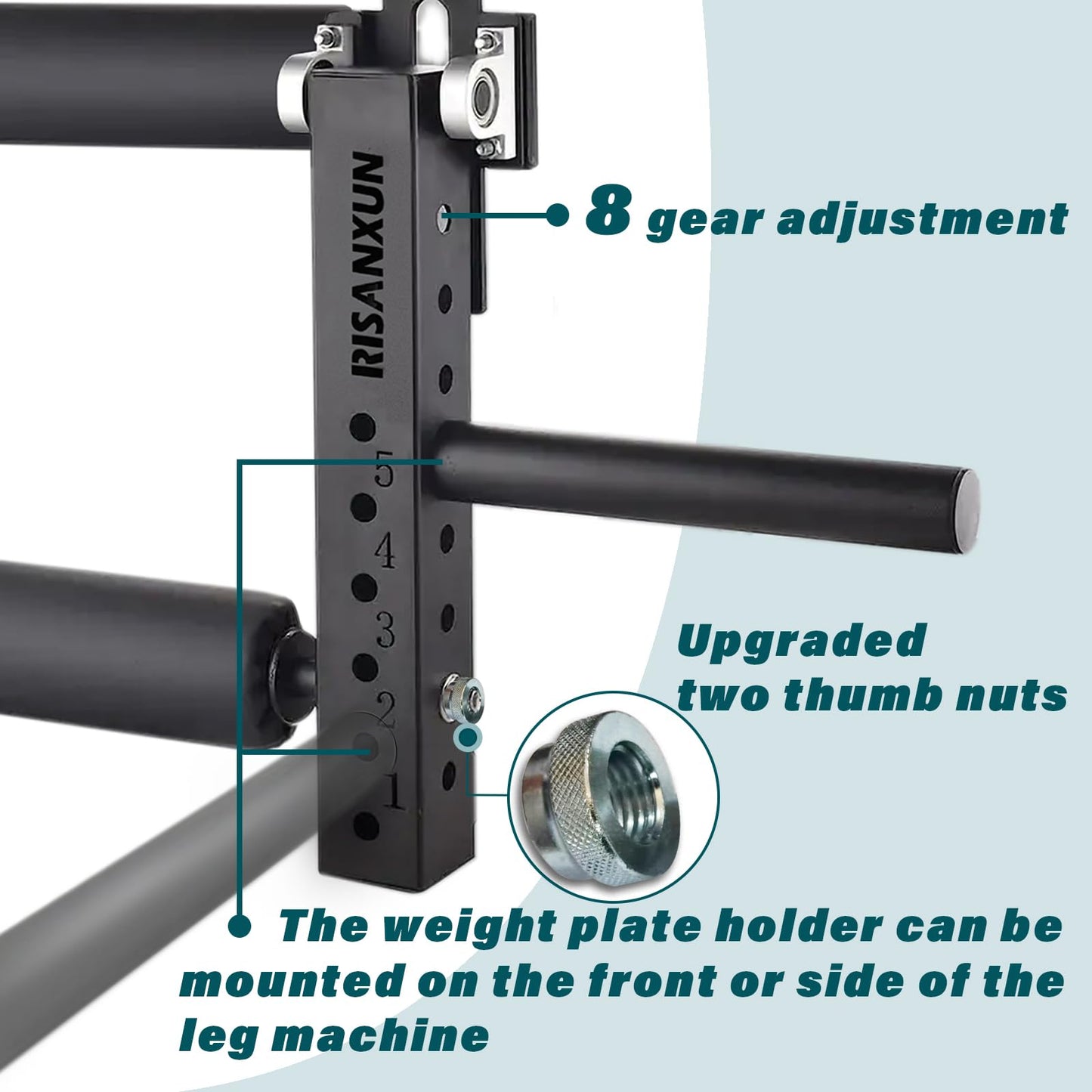 RISANXUN Leg Extension & Curl Machine - Adjustable Leg Trainer for Muscle Building, Suitable for 26mm Column Aperture - Max Load 600lbs