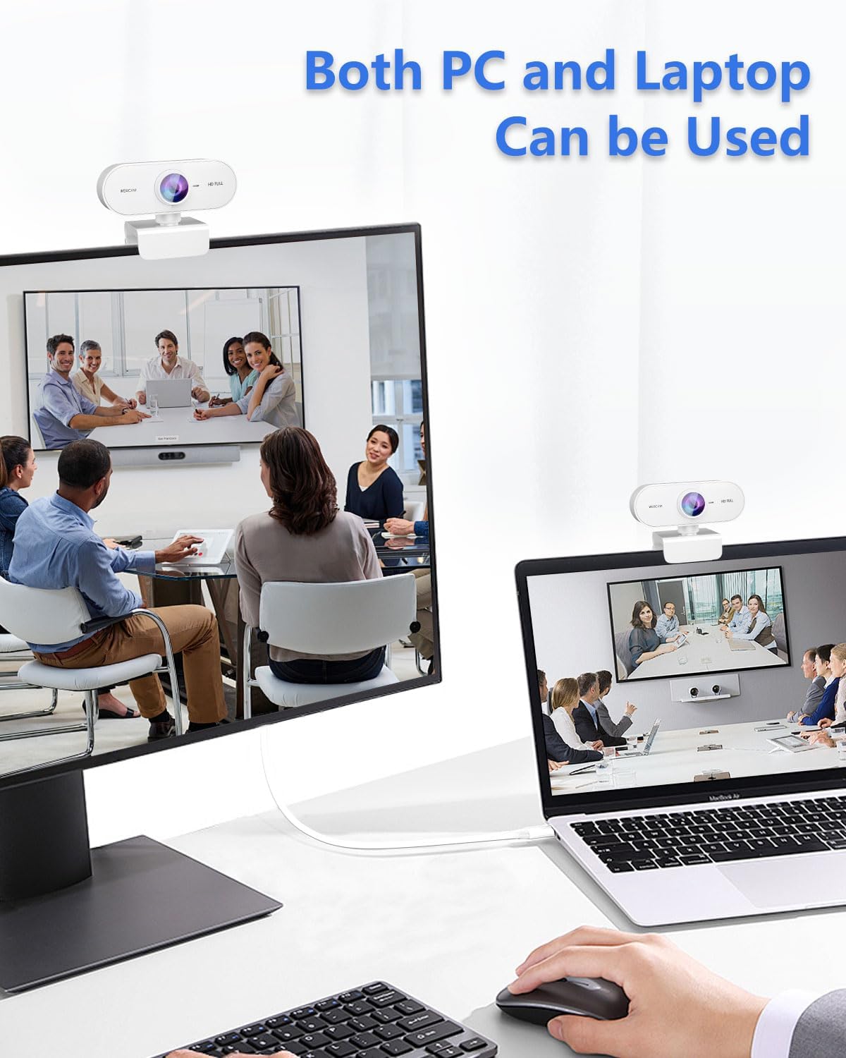 FWV 1080P Webcam HD,Web cam with Microphone, Noise Cancellation, Wide-Angle Lens, Auto Light Correction, Plug & Play