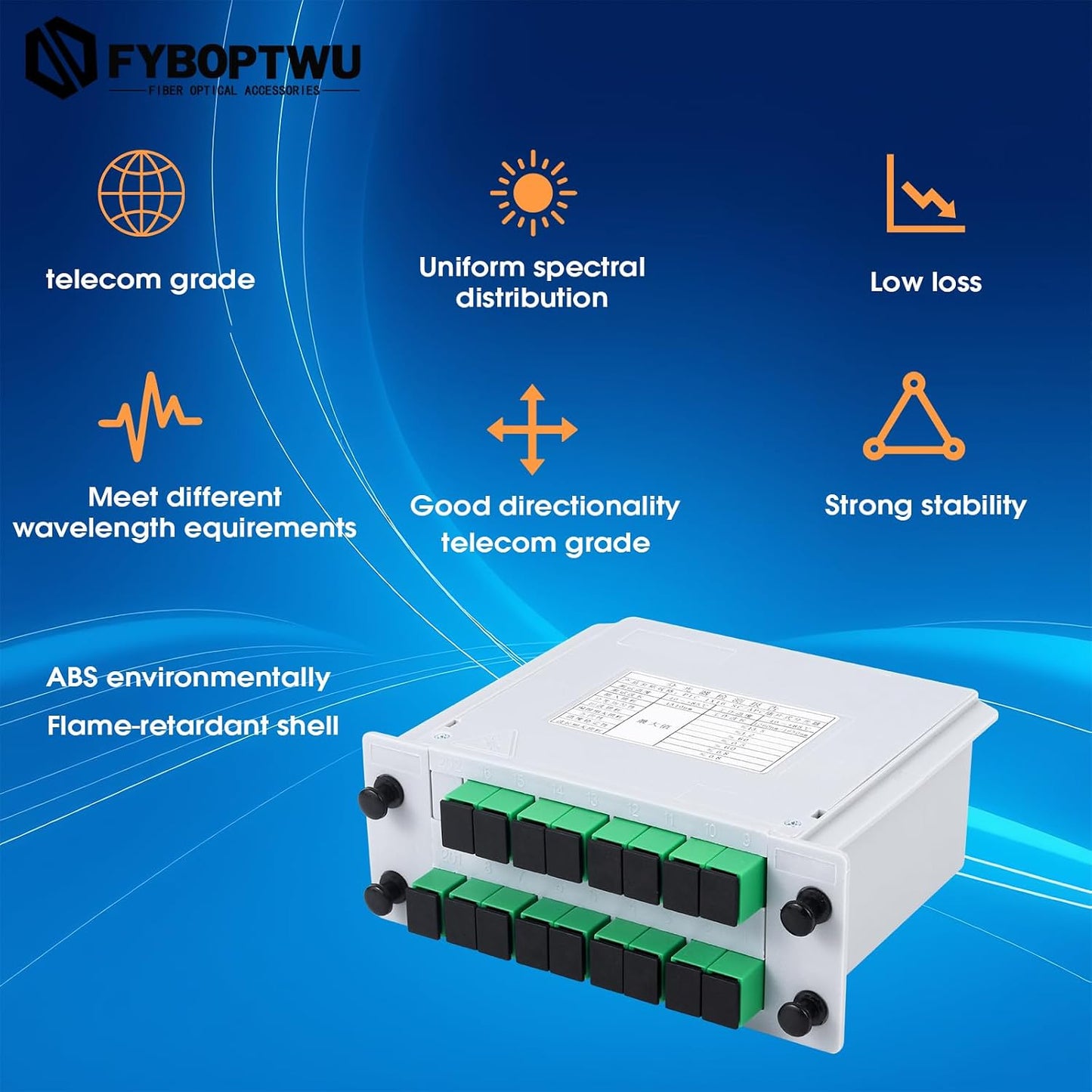 1x16 Cassette SC/APC PLC Fiber Optic Splitter SC/APC Card InsertingOptic Fiber Splitter for Home Wiring, Engineering