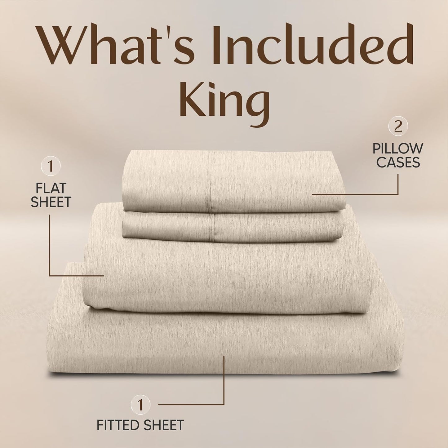 Utopia Bedding King Size Sheet Set - Soft & Breathable 4-Piece Microfiber Bed Sheets | Oeko-Tex Certified (Heather Beige)