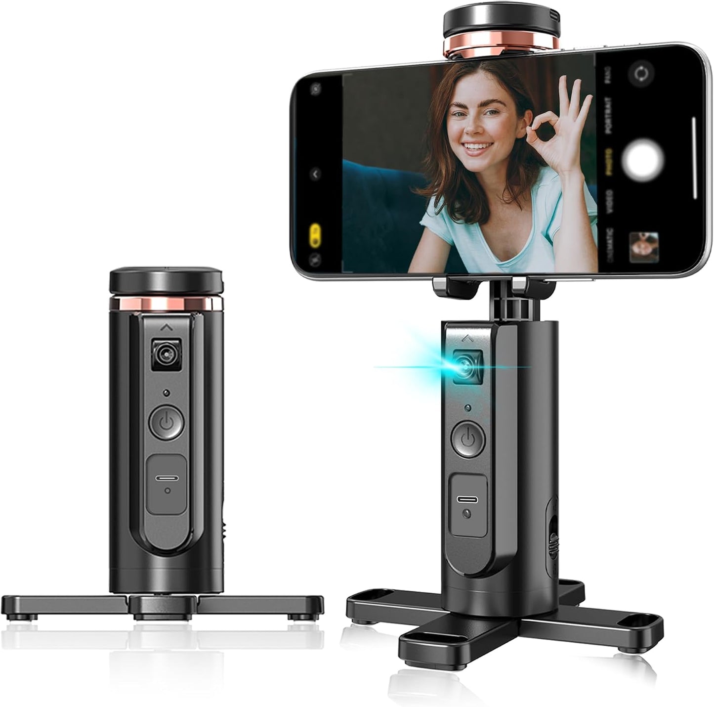 360 1/4-Inch Auto-Tracking Phone Tripod, Rotation Auto Face Tracking Tripod with Gesture & Remote Control, Cell Phone