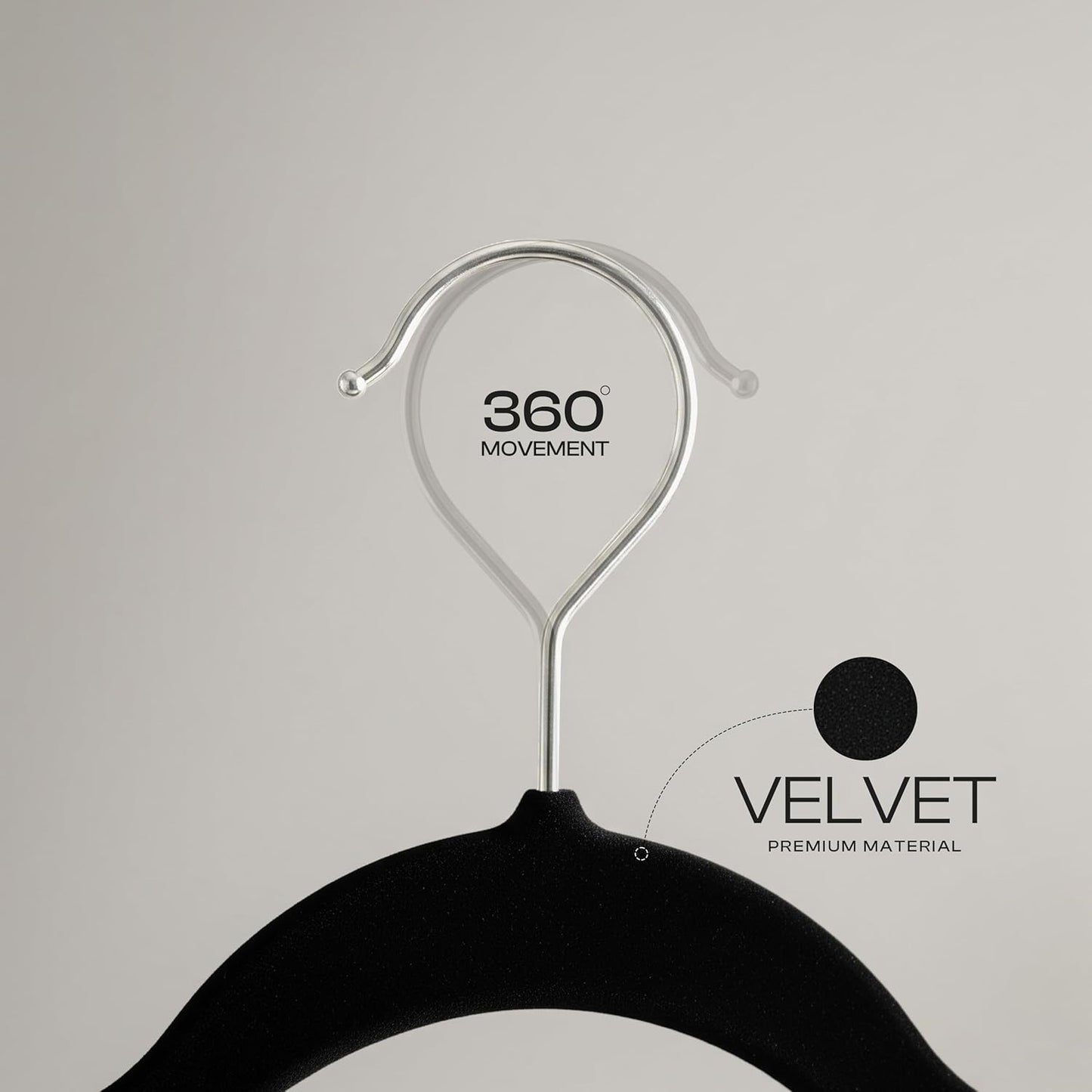 Utopia Home Velvet Hangers - Luxury Non-Slip Slim Coat & Pant Hangers, 50 Pack, Black with 360° Swivel Hook