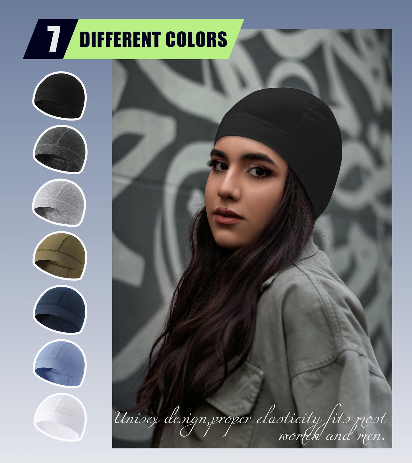 Hovyjumz 2 Pieces Cotton Skull Caps for Men Women Helmet Liner Breathable Sleep Hat Chemo Headwear Running Cap