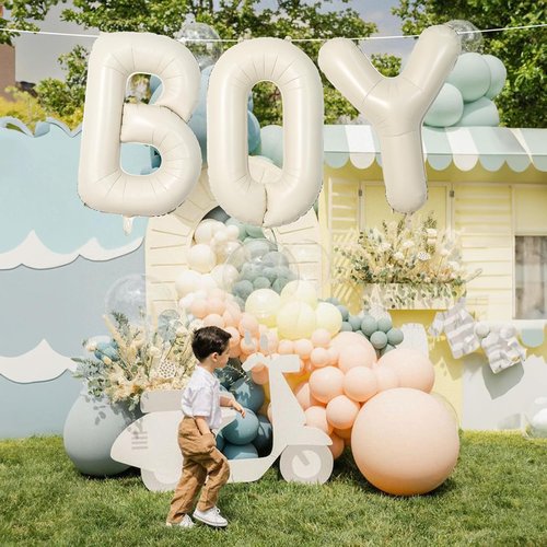 BOY Balloons - 40-Inch Beige Number 1 & Cream White Sand Balloons for Baby Boy Birthday