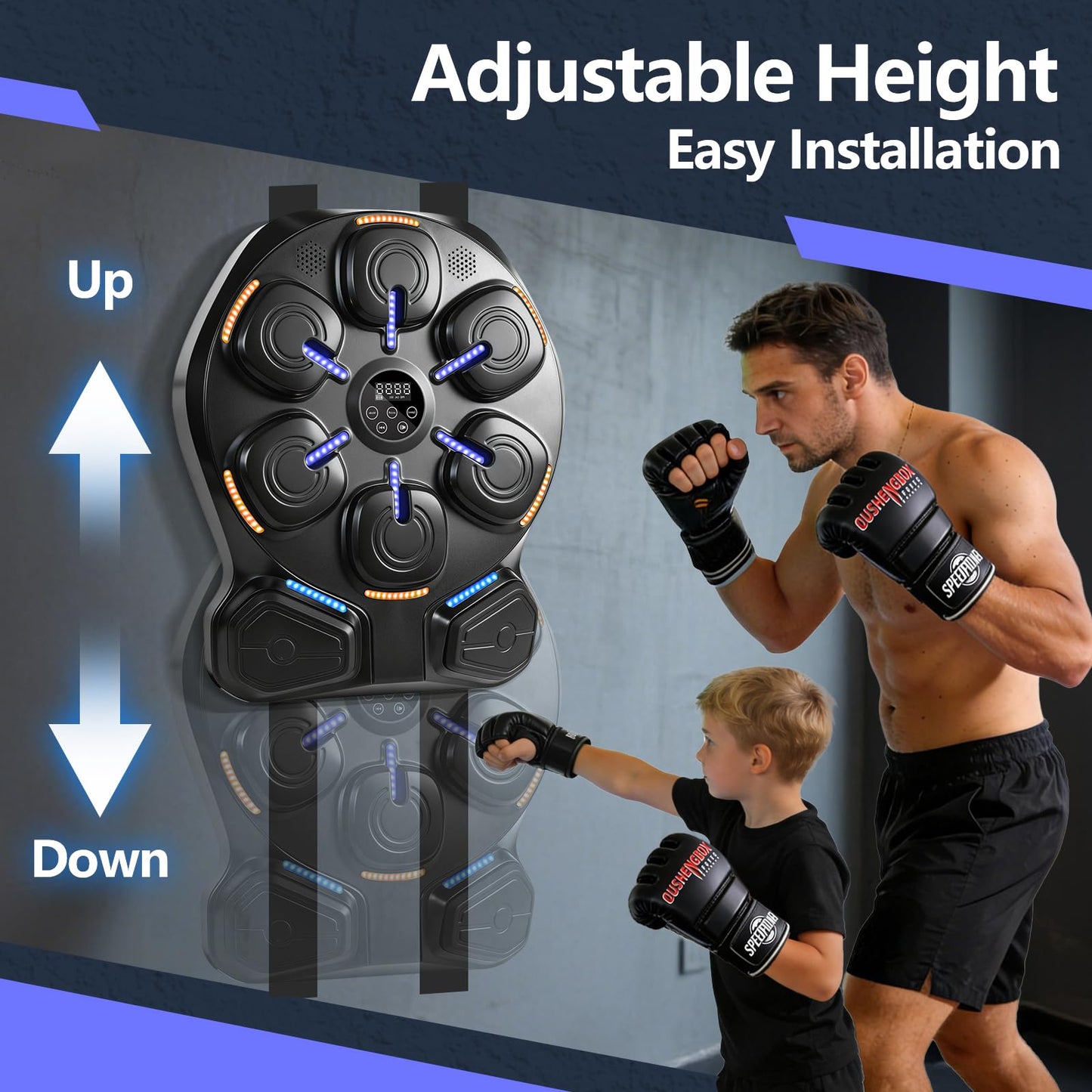 Smart Music Boxing Machine with LED Lights & Bluetooth Speaker – Interactive Punching Bag for Fitness, Rhythm Training & Stress Relief – Home Gym Equipment for Adults and Child with 8 Hitting Points