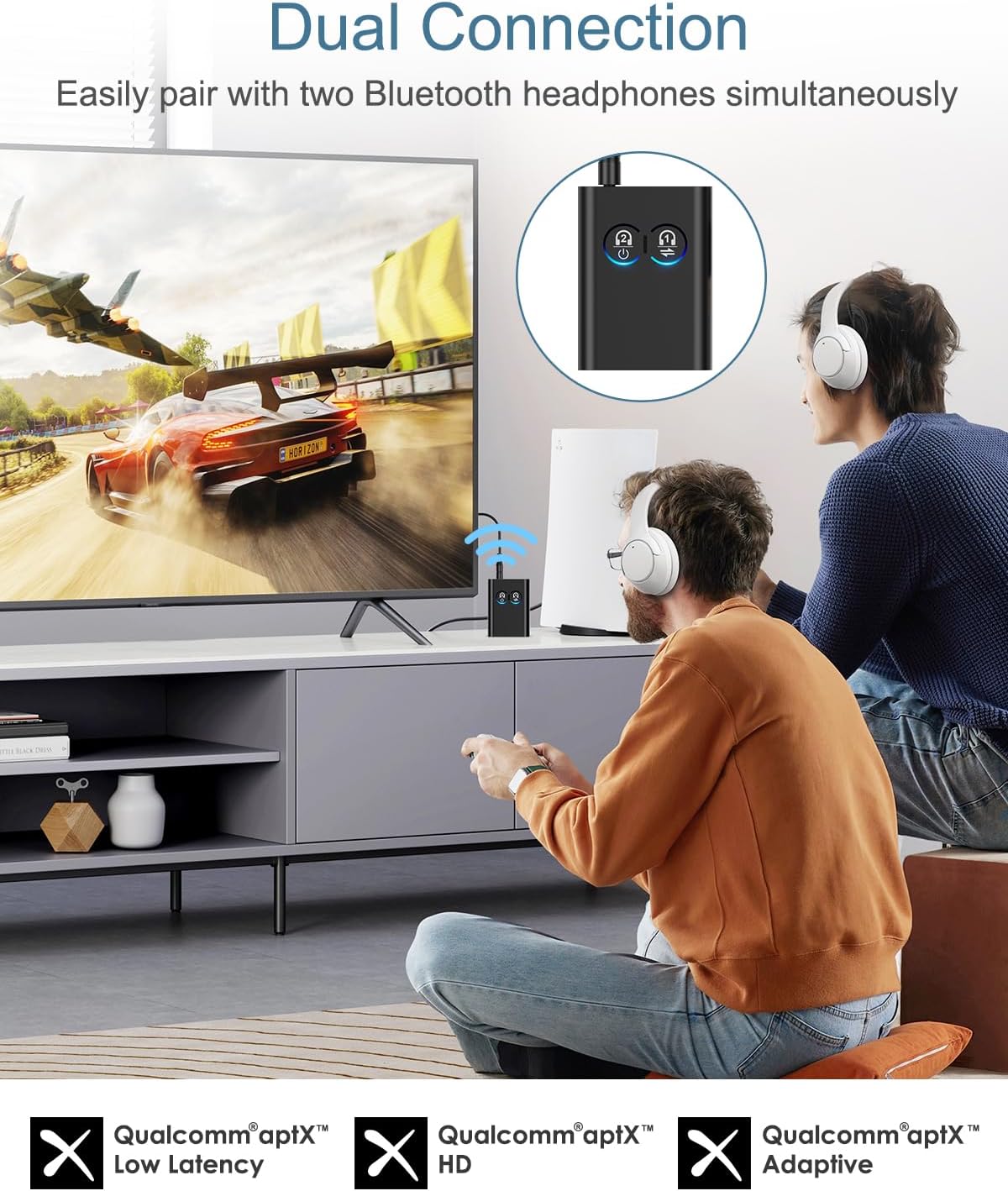 Ankilo 5.2 2-in-1 Bluetooth Transmitter Receiver, Upgraded Airplane Wireless Adapter, Dual Link AptX