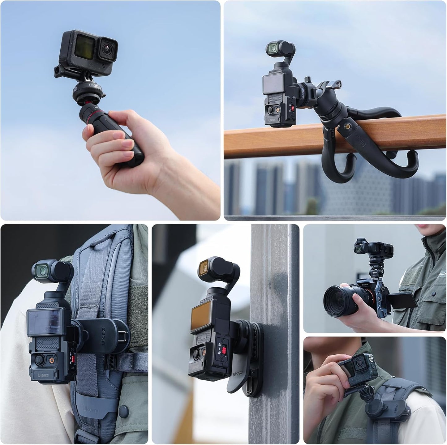ULANZI CK02 Backpack 1/4" Insta360, Cka Quick Release Camera Mount Clip, Magnetic Mount Stand with Standard Thread