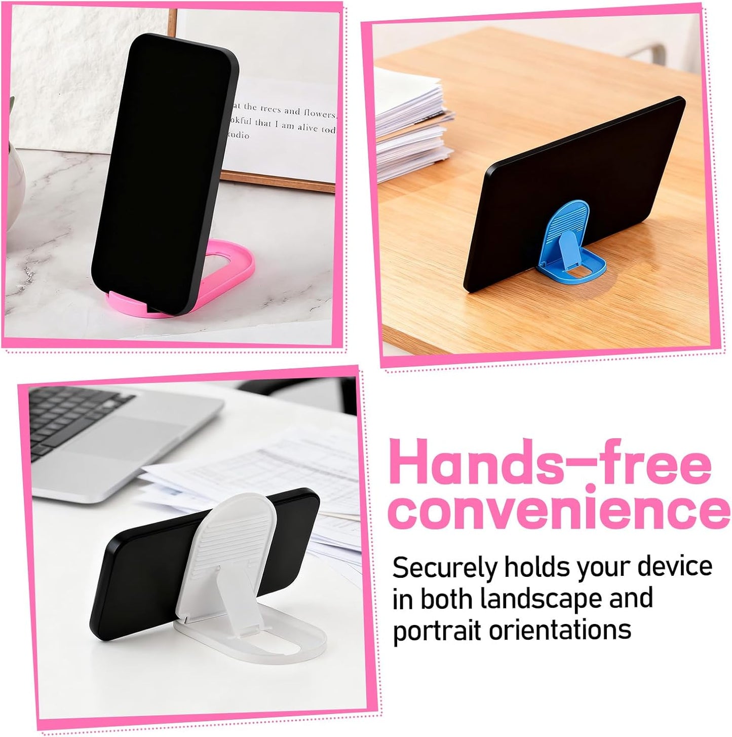 Apojgitn 6PCS Travel(6 Foldable Phone Stand - Colorful Desk Office Cell Phone Holder, Mobile Tablet Holder for Airplane
