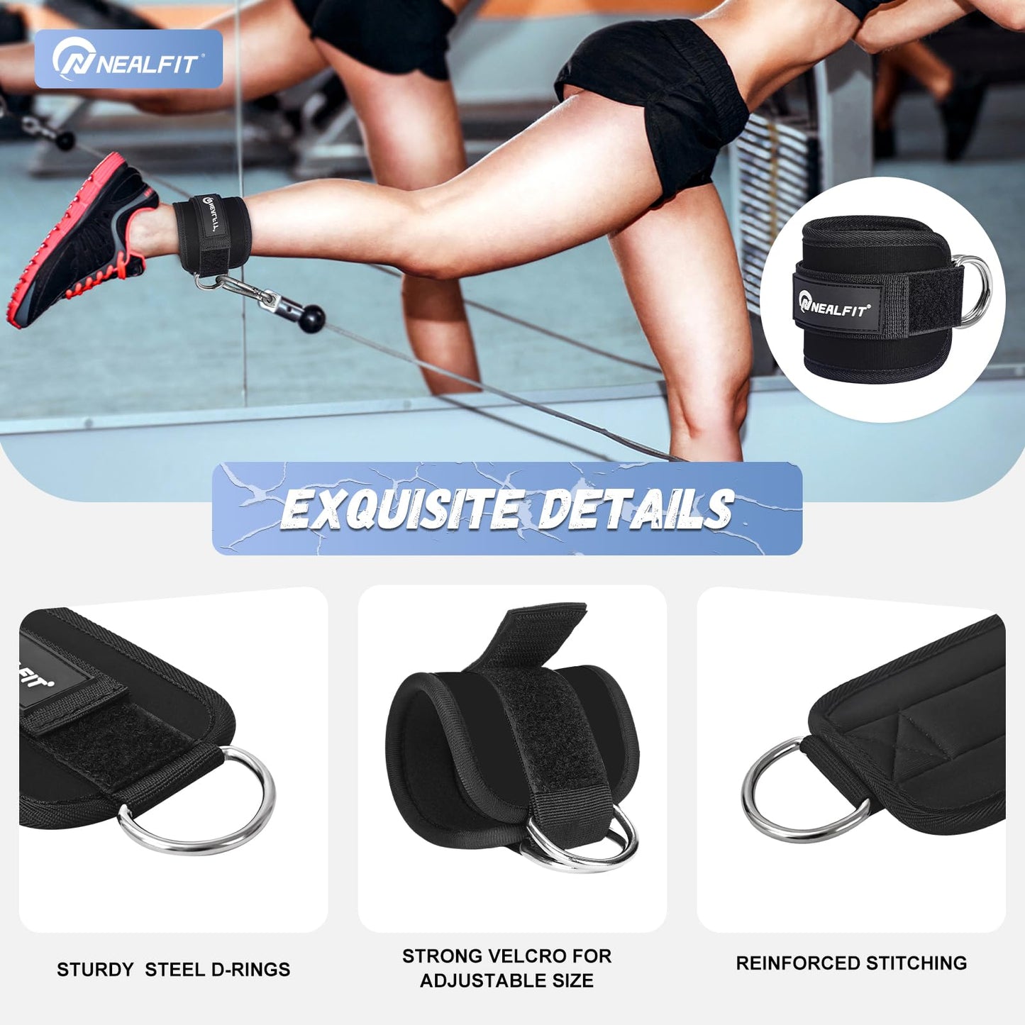 NEALFIT Barbell Pad Set for Squat & Hip Thrust - Extra Thick High Density Neck & Shoulder Support Cushion - Olympic Bar Pad for Weightlifting, Gym, Home Workouts (Black)