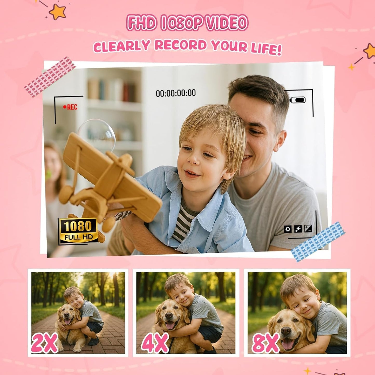 Yehtreh 1080P 32GB Card,2'' 180 Kids Digital Camera FHD Digital Camera for Kid with Flip Screen with Support for Selfie