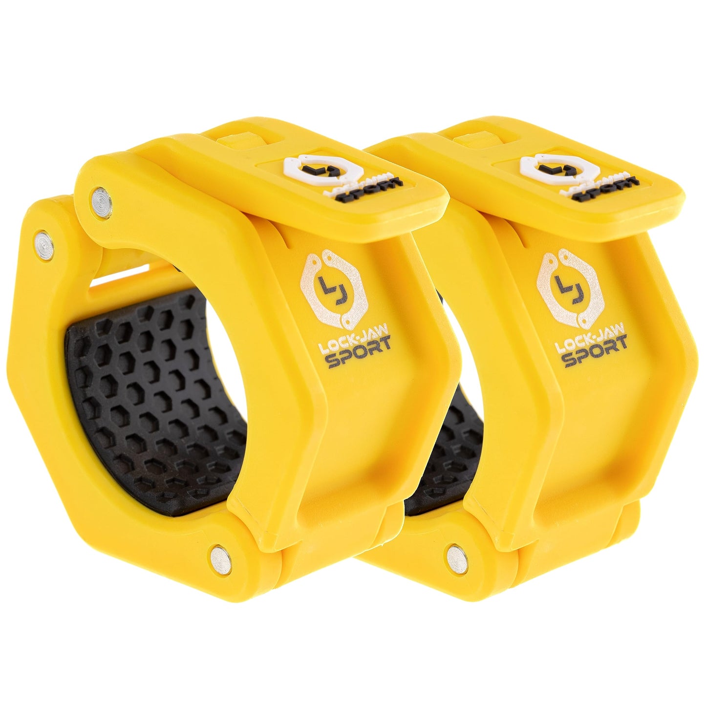 Lock-Jaw Barbell Collars Sport Olympic Barbell Clamps 2 Pcs – Heavy Duty Bar Clamps for 2” & 50mm Olympic Bars – Secure Weight Bar Clamps for Strength Training & Home Gym Accessories – Yellow