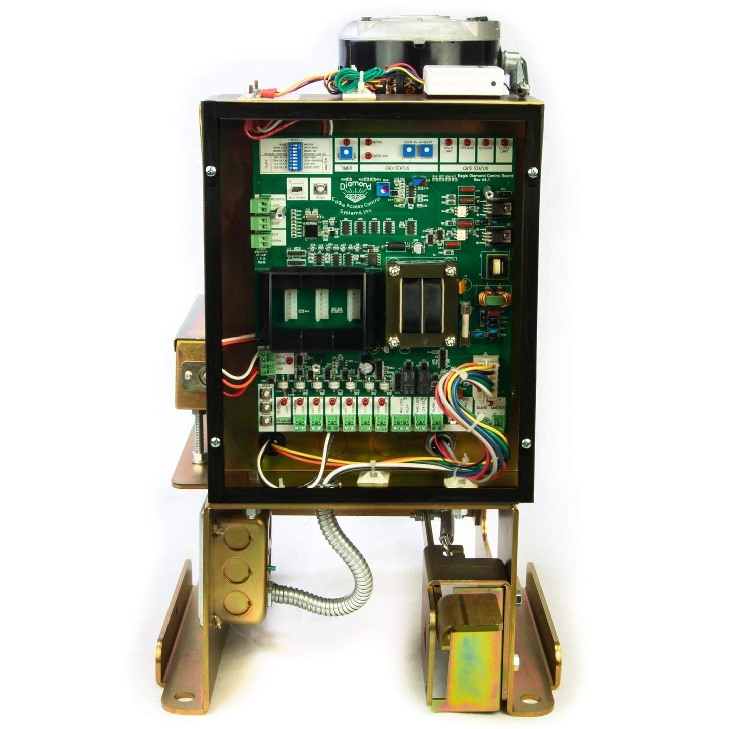 Eagle-1000 FR 1/2 HP Slide Gate Operator Motor for Residential Access Control Entrance - up to 27' ft 600lbs for Home or Light Commercial Businesses with 2 Remotes, Receiver, and Photo Eye Monitor
