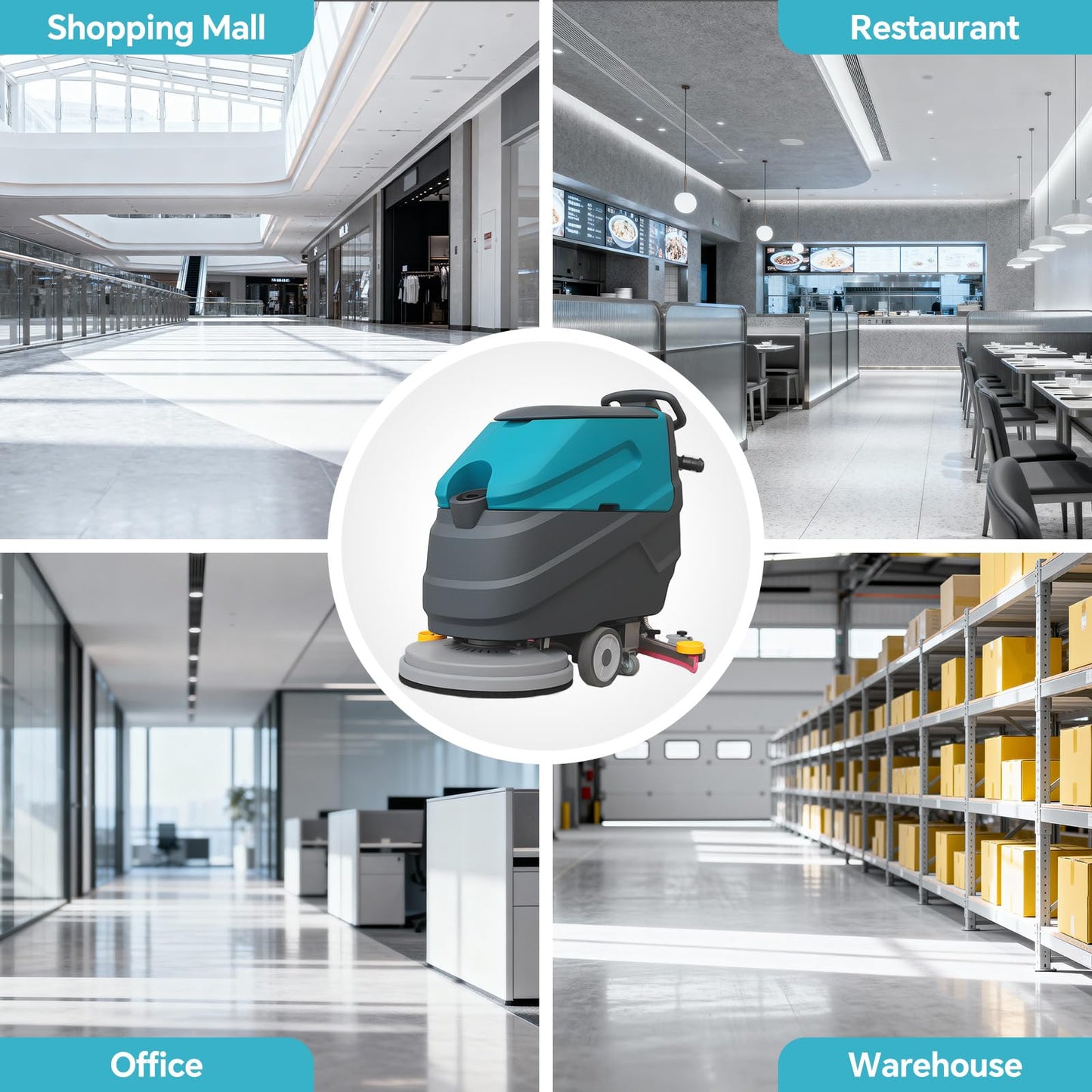 KARHDIR C7 Walk Behind Commercial Floor Scrubber Machine, 22" Cleaning Width, 33" Suction Width, 18.5 Gallon Solution Tank, 15.9 Gallon Recovery Tank, 32000 Sqft/h, Complete Set of Parts