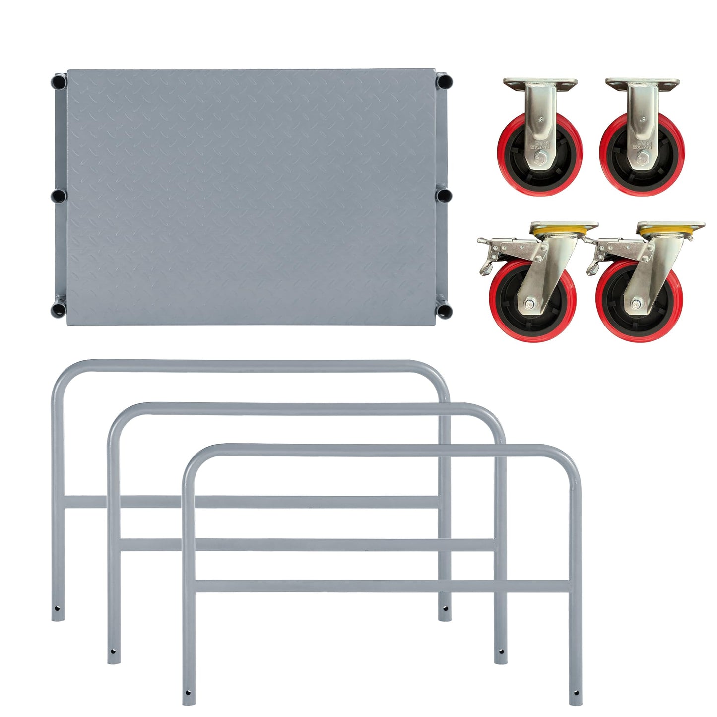 2 in 1 Panel Truck, 2000 LBS Panel Dolly Cart with 6" Swivel Casters and 36" x 24" Deck, Heavy-Duty Drywall Sheet Cart, Handling Wall Panel, Lumber for Garage, Warehouse (9.47 in (3 Side Handrails))