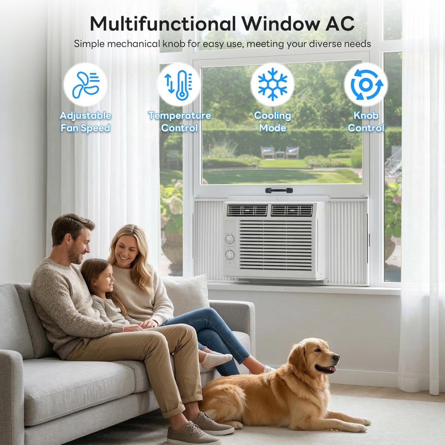 ZAFRO 5,000 BTU Window Air Conditioner Cools Up to 150 Sq.Ft.,Window AC Units with Cool,Fan,Washable Filter,Quiet Operation,Easy to Use for Bedroom,Small Rooms,White