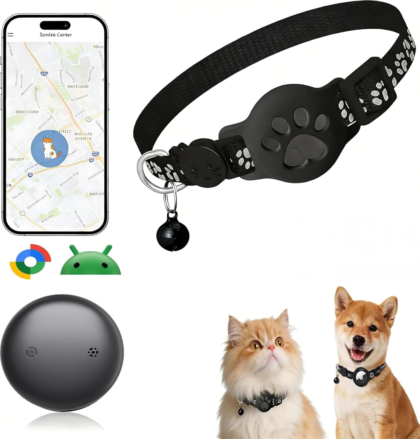 Zeloman 19-26cm) GPS Pet Tracker Collar for Cats & Small Dogs, Lightweight & Waterproof with Safety Buckle, Anti-Loss