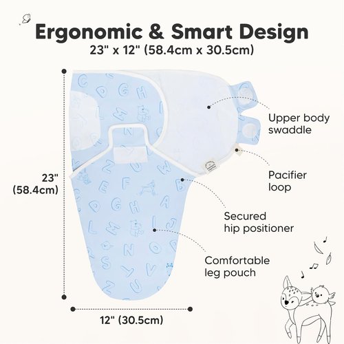 ABC Land Organic Baby Swaddle Sleep Sacks - Soft & Snug for Newborns 0-3 Months | 3-Pack Nursery Blankets
