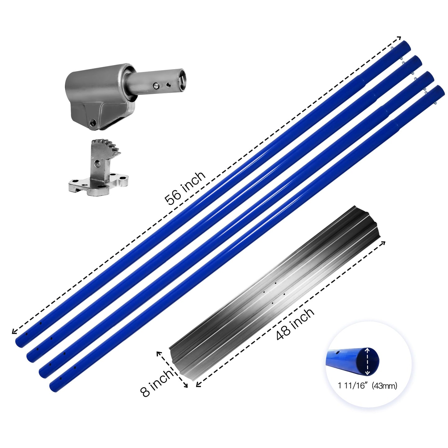 Bull Float Aluminum Magnesium Alloy Concrete Float 48"x8" Round End Board Kit trowel Tool Cement Tools Float Bracket Concrete Finishing Tools With 57" Handle x4 VOYAR