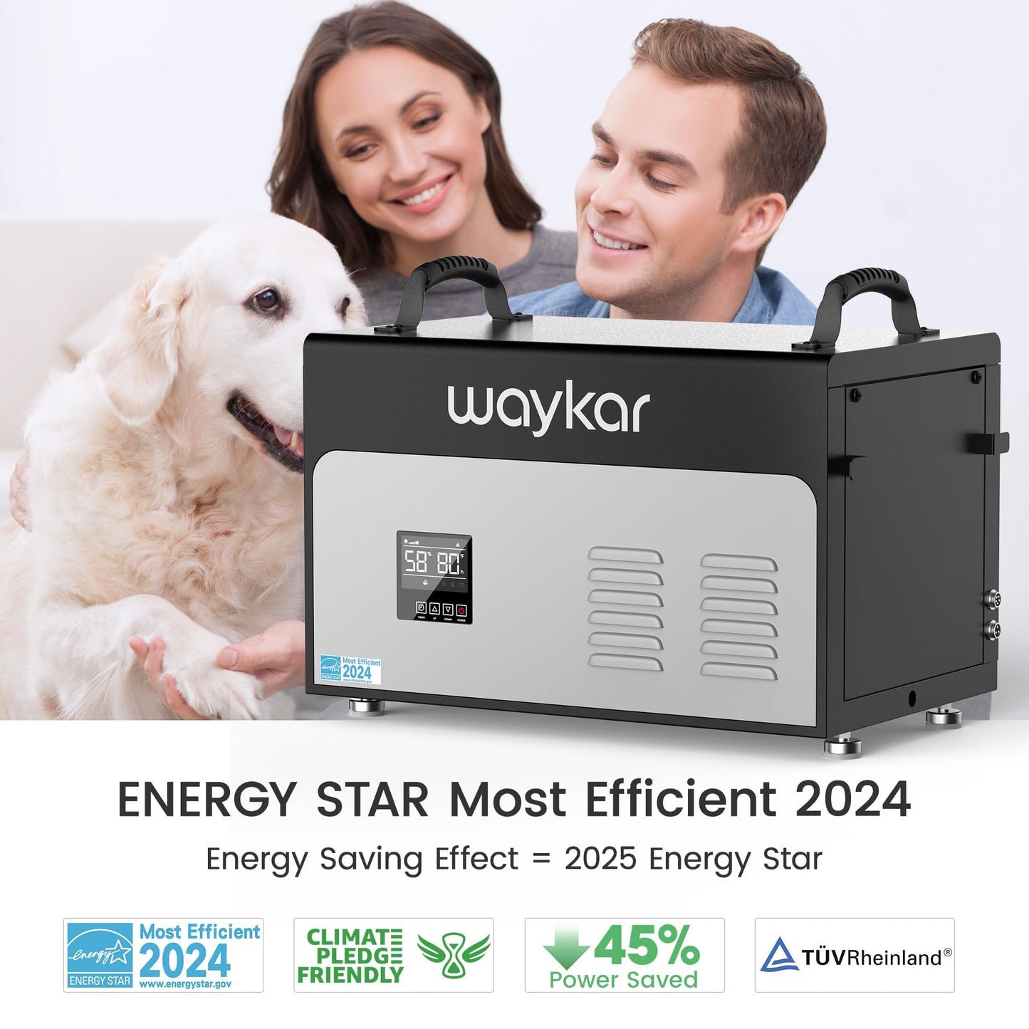 Waykar 130 Pints Energy Star Most Efficient Commercial Dehumidifier with Pump and Drain Hose for Crawl Spaces, Basements, Ducted Industrial Use, and Water Damage Unit - 5-Year Quality Coverage