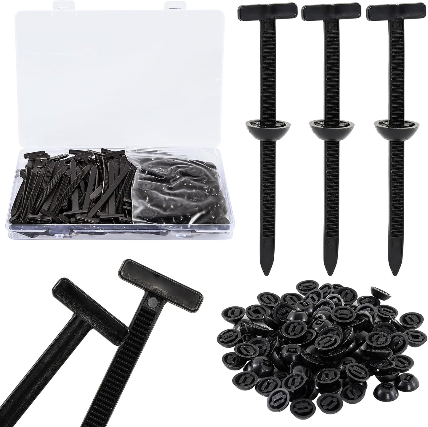 DIDONSO 100PCS Push Mount Cable Tie Buckle Clips with Nylon Zip Ties, Universal Automotive Wire Harness Fasteners