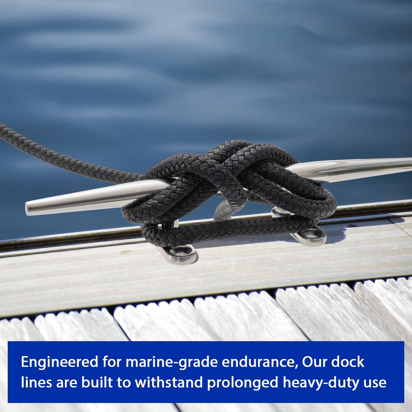 Boat Dock Lines Marine Rope - 3/8" x 15ft with Pre-Spliced 12" Loop Double Braided Nylon Ropes Bumper Tie Mooring Line for Boats Docking Pontoon Boating Accessories - 4 Pack