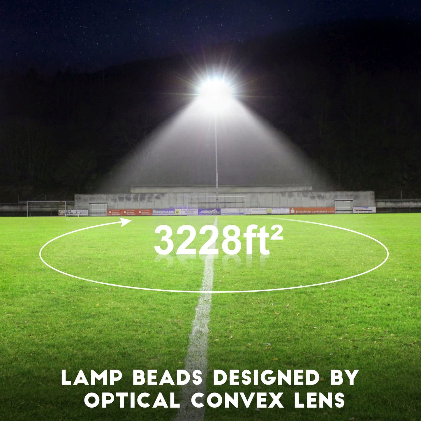 Juyace Led Stadium Flood Light Outdoor 36000Lm 1500W Equivalent Super Bright Commercial Area Lighting 100-277V 5000K Daylight IP65 Waterproof Arena Lights for Sport Fields and Courts
