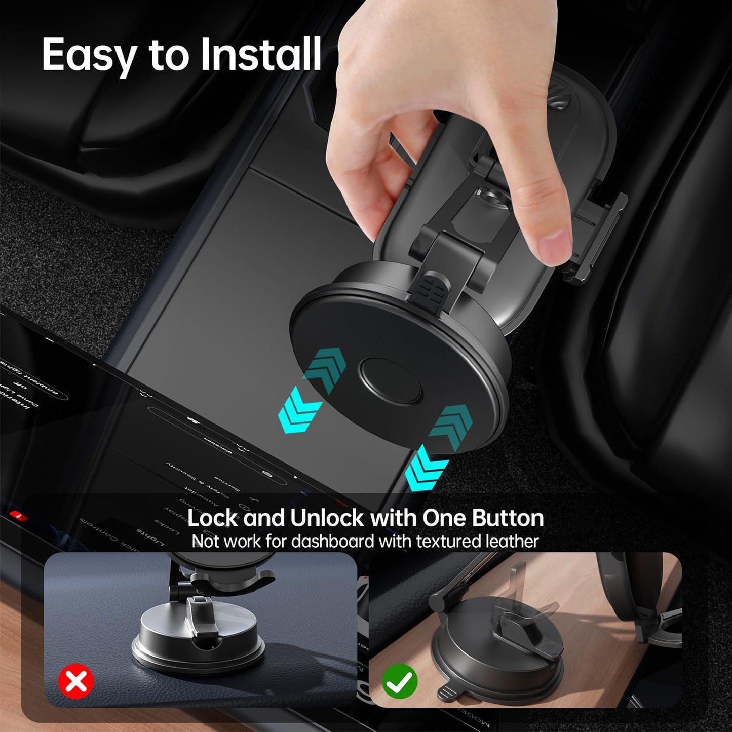 AiHiwvol [360 Universal Vacuum Phone Holders for Your Car Rotation Metal Holder] Upgraded Suction Cup Phone Mount