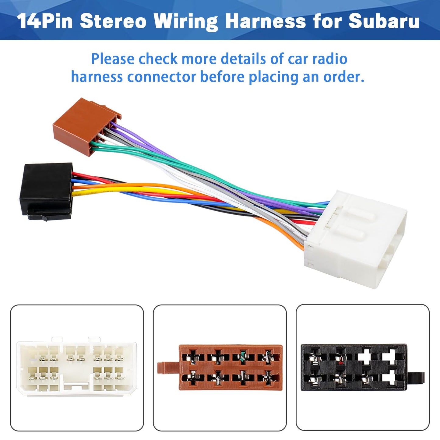 14Pin 16Pin Radio Wiring Harness Replacement for Subaru Forester Outback Impreza WRX Legacy Car Stereo Wire Connector