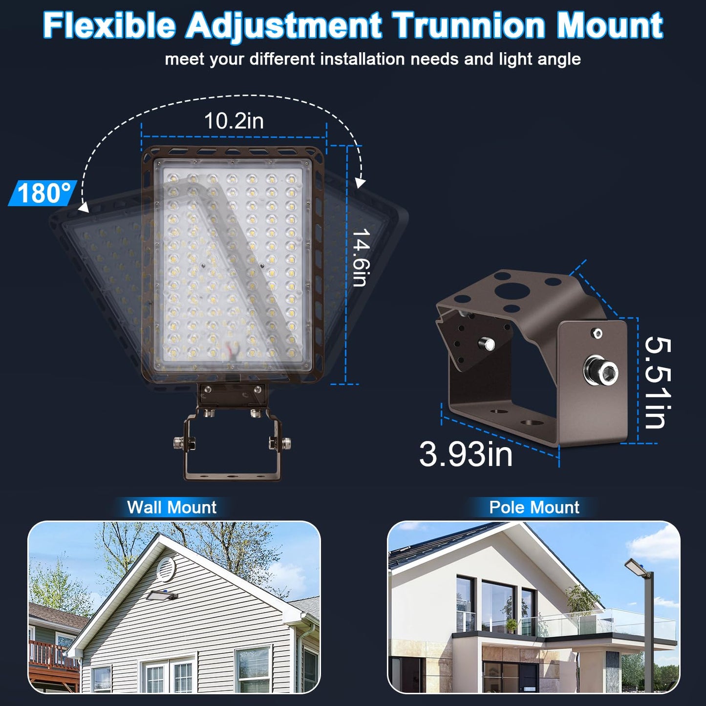Dream Eeve 240W LED Parking Lot Light Trunnion Mount Dusk to Dawn 5000K Led Parking Lot Lights Area Commercial Security IP65 Waterproof 100-277V 36000LM