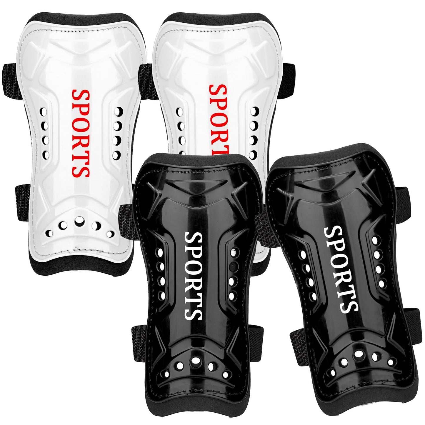 2 Pairs Soccer Shin Guards for Toddler Kids Youth, Soccer Shin Pads with Adjustable Double Strap for 3-14 Years Old Boys Girls Child Teens