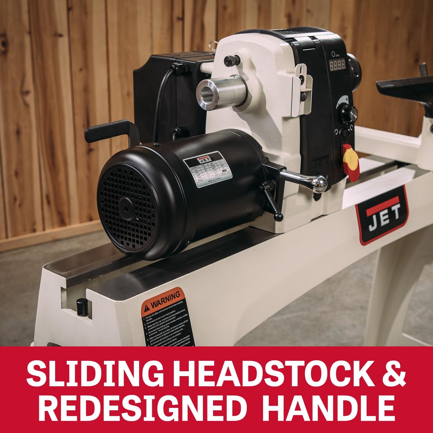 JET 18" x 40" EVS Variable Speed Woodworking Lathe, Reversible Wood Turning Machine, 2 HP, 230V 1Ph (JWL-1840EVS)