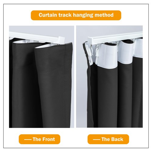 hoeflife Room Divider Curtains Blackout Floor to Ceiling Curtain with Hook Wall Mount Sliding Door Curtains Ceiling Mount Extra Wide Curtain Wall Divider for Room Separation (Black, W100 x H84 Inch)